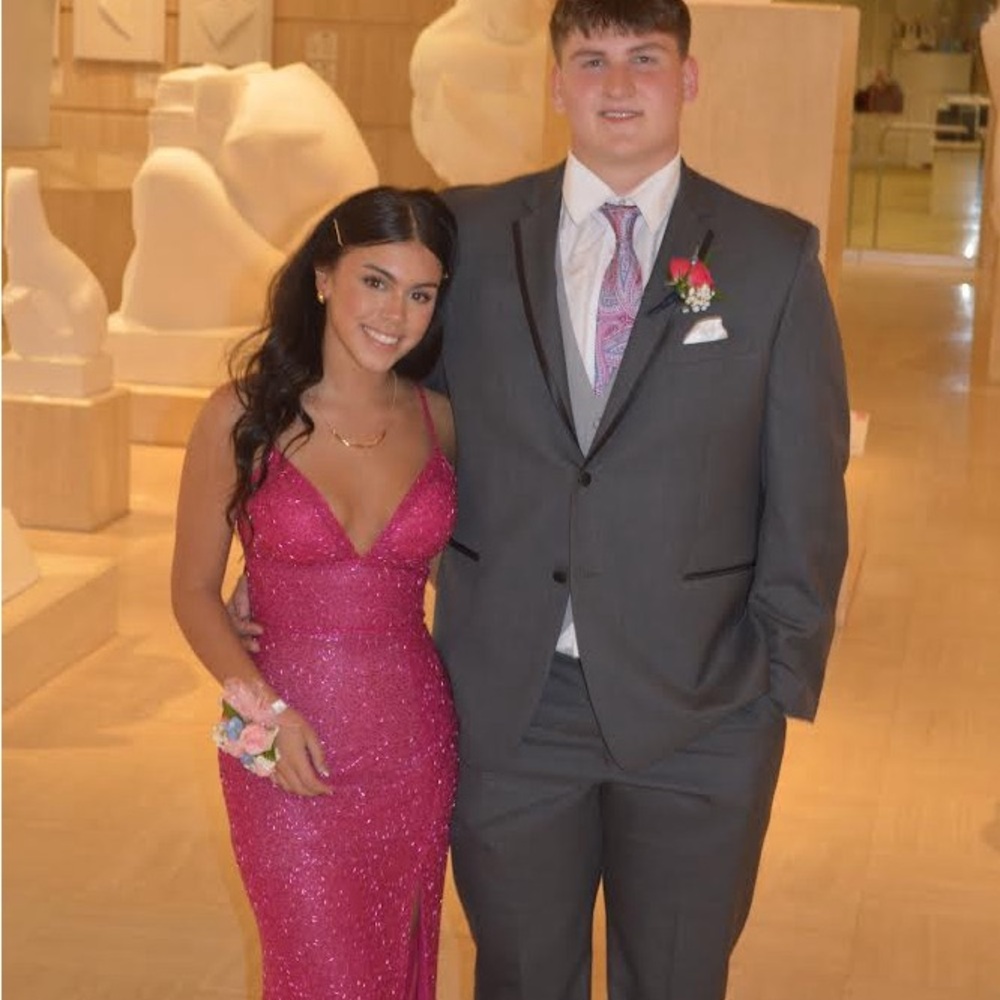 Sherri Hill Pink Sequin Embellished Maxi Gown